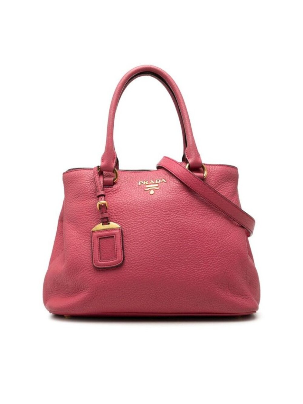 Prada Logo 2-Way Shoulder Bag Pink Vitello Daino Leather
